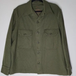 Giacca camicia lana militare uomo grande verde oliva campo CPO bottoni davanti pesante - Foto 1 di 5