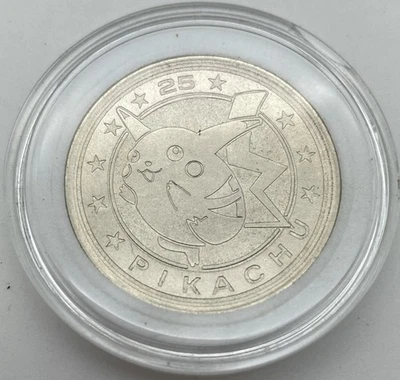 Vintage 2000 Pokemon TCG Collectible Pikachu Metal Coin No 25 Nintendo Wizards - Image 1 of 2