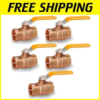 DZR Lead Free Brass 1 in. FIP Ball Valve - Full Port, 5 Pack for Plumbers - Image 1 of 4