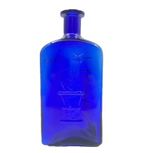 OWL DRUG CO. 7 7/8โ Triangular Poison Bottle Cobalt Blue. NM/MINT (One Bubble) - Picture 1 of 24