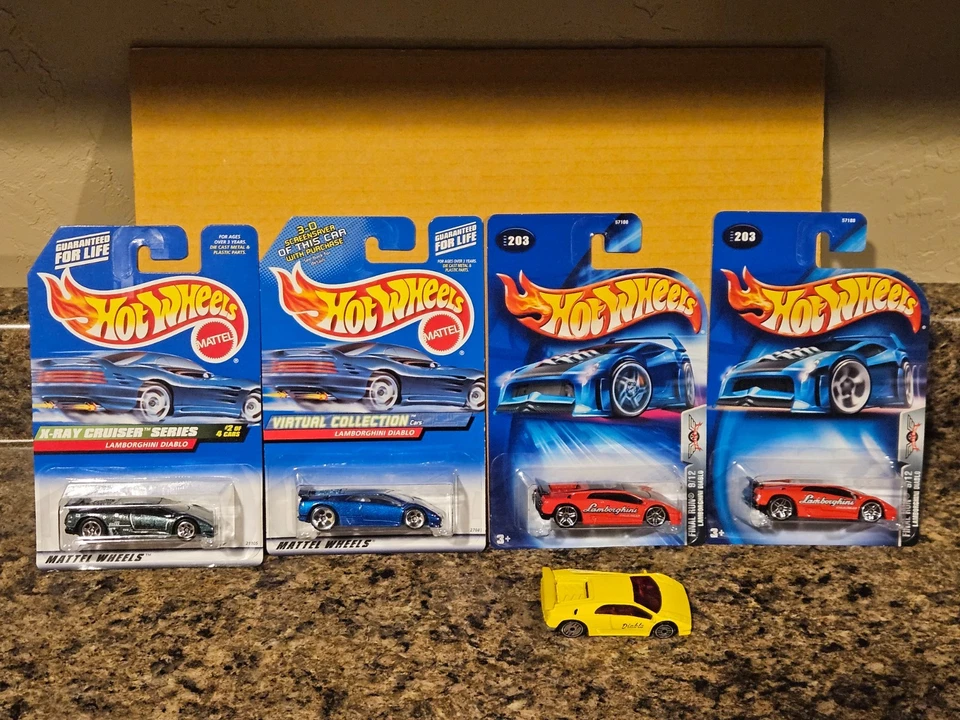 Hot Wheels Lot of 5 Lamborghini Diablo Variation Final Run Virtual X-Ray Yellow - Image 1 of 3