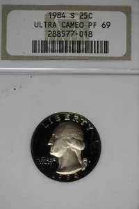 1984 S- NGC 25C ULTRA CAMEO PF69 WASHINGTON QUARTER #B50807 - Picture 1 of 2