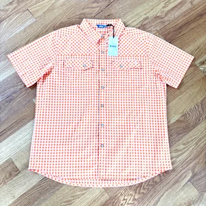 Stio Men's XL Eddy S/S Pearl Snap S/S Shirt - Vibrant Sunset Gingham NWT $115 - Picture 1 of 9