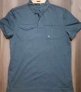 J Lindeberg Villy Regular Tech Mesh Jersey Golf Polo Shirt Mens Medium Blue - Picture 1 of 7