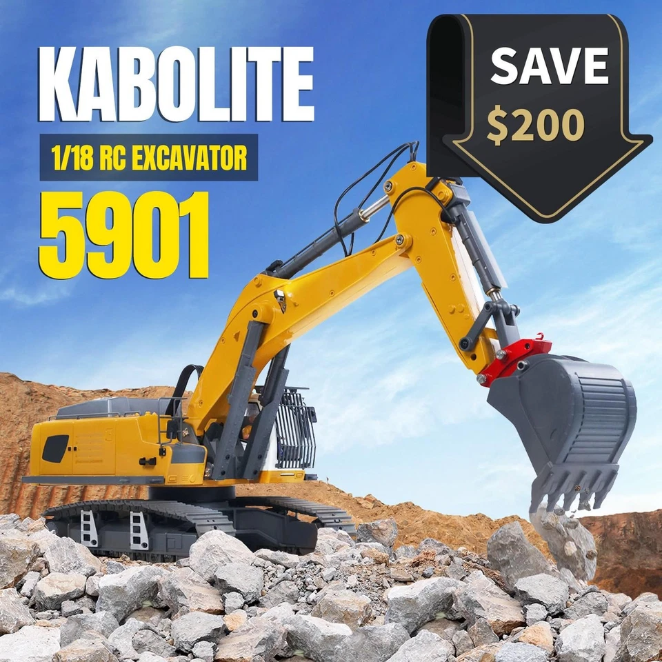 Bonus Price 1:18 Kabolite 5901 Electronic Lifting RC Excavator RTR Digger Sound - Image 1 of 4