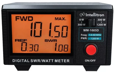 Intellitron WM-1005D Digital SWR/Watt Meter 1.6-60 MHz 300mW-300w/300W-1200W - Image 1 of 3