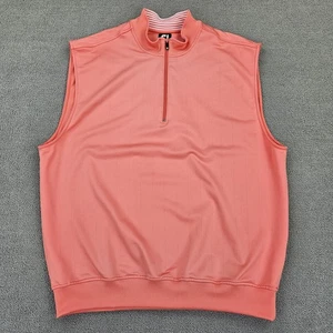 Footjoy Weste Herren XL Golf Lachs Taschen 1/4 Reißverschluss Nadelstreifenmuster  - Bild 1 von 10