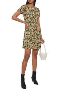 MAJE Rockinie Pleated Floral Plisse Crepe Puff Sleeve Mini Dress Size 1 (small) - Picture 1 of 9