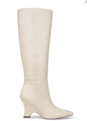 NEW SAM EDELMAN Size 9.5 M Vance Modern Ivory Knee-High Wedge Heel Boots PULL ON - Image 1 of 4