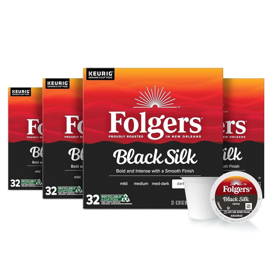 Cápsulas de café Folgers Dark Roast Black Silk K-Cup, 128 cápsulas Keurig K-Cup Foto 1 de 4