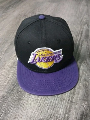 La Lakers Fitted Hat Cap 6 3/8 Black Purple New Era Hardwood Classics NBA Youth - Image 1 of 4