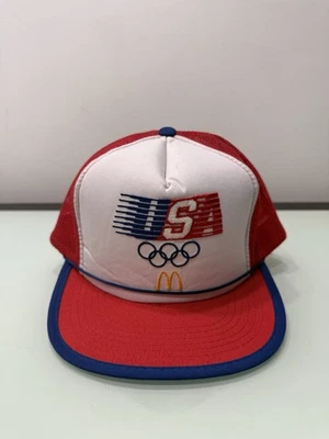 De colección McDonald's EE. UU. 1984 Juegos Olímpicos Ajustable Snapback Camionero Gorra Talla S Foto 1 de 4