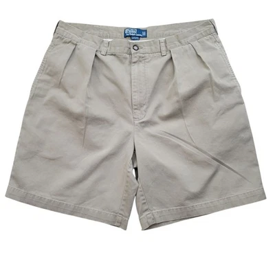 Bermudas Polo Ralph Lauren Tyler caqui plisadas delanteras para hombre 36 entrepierna 9" Foto 1 de 4