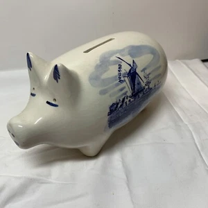 Delfter Schwein Figur Sparschwein weiß blau Holland - Bild 1 von 10