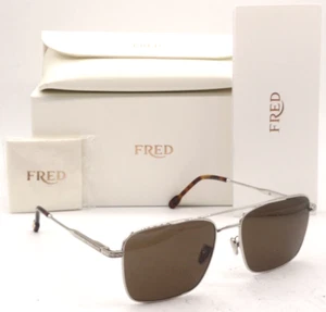 BRAND NEW FRED FG 40019U 16E SILVER WITH BROWN LENSES AUTHENTIC SUNGLASSES 60-18 - Picture 1 of 4