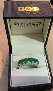 Shipton & Co Silber & Smaragd Halb Entternity Ring Größe R 1/2 - Bild 1 von 2