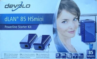 devolo dLAN 85 HSmini Starter Kit PowerLine PowerLan m. 85Mbps in Blau + NEU/OVP - Bild 1 von 3