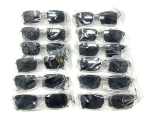 LOTE AL POR MAYOR DE 12 PIEZAS GAFAS DE SOL RECTANGULARES DE MEDIA LLANTA DELGADA IMITACIÓN MADERA RETRO - Imagen 1 de 4