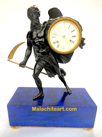 FATHER TIME BRONZE FIGURAL CLOCK ON LAPIS LAZULI Cover