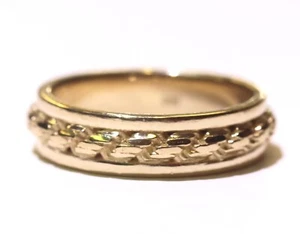 Anillo de alianza de boda de diseño de cadena de cuerda de oro amarillo de 14k 6,3 g talla 7,25 - Imagen 1 de 5