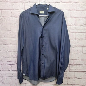 Borriello Napoli italienisches Hemd mit Knöpfen Herren 40-15,75 (L) dunkelblau Chambray Italy - Bild 1 von 8