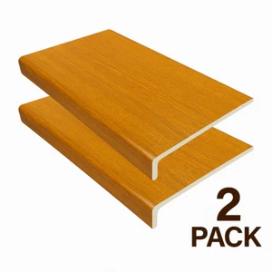 Cubierta de tablero de ventana de PVC de roble dorado de 2 m - Paquete de 2 molduras de alféizar de tapado, 9 mm, 150-300 mm - Imagen 1 de 6