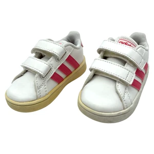 Adidas Mädchen Sneaker weiß rosa Streifen Schuhe Kleinkind Gr. 5 Klettverschluss - Bild 1 von 9