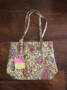 Vera Bradley PISTACHIO PAISLEY SILK SHOULDER TOTE Limited Edition Purse Bag NWT - Picture 1 of 7