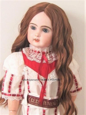 Perruque Jumeau®  poupée ancienne Française,Allemande XIXème-Tête38/40cm (15") - Photo 1/4