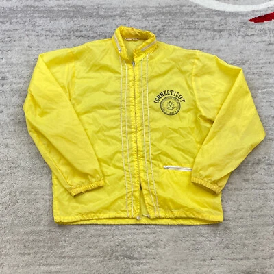 Chaqueta de Lluvia Vintage Champion UConn Huskies Mediana Amarilla Connecticut Años 50 60 Hombres Foto 1 de 4