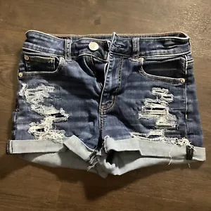 American Eagle Blue Women Jean Shorts Size 0 - Picture 1 of 7