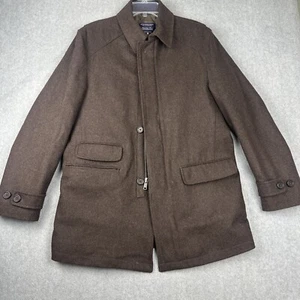 Roundtree Yorke Overcoat Mens M Brown Trench Coat Topcoat Wool Blend Insulated - Picture 1 of 10