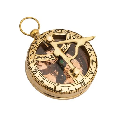 Decorative Brass Sundial Compass in Shiny Finish I Antique Nautical Vintage Comp - Image 1 of 4