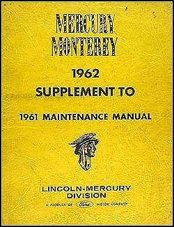 1962 Mercury Monterey Shop Suplemento Manual Serviço de Reparo de Manutenção Original - Imagem 1 de 1