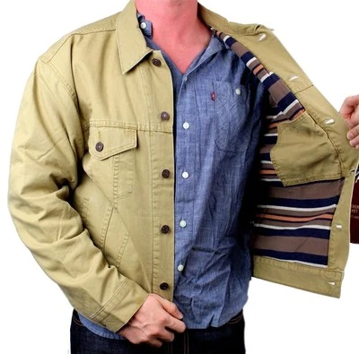 NEW NWT LEVI'S MEN'S PREMIUM CLASSIC COTTON BUTTON UP BROWN JACKET 7051800716 - Image 1 of 4