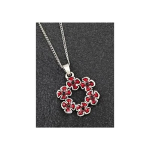 equilibrium Silver Plated Circles of Poppies Necklace Remembrance Boxed Gift - Picture 1 of 2