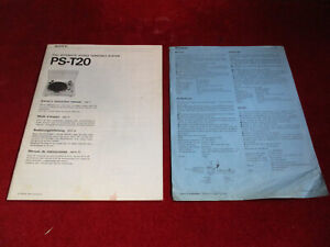 Notice manuel mode d'emploi platine vinyle SONY PS-T20 cf chaine HiFi vintage