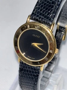 GUCCI 3000.2.L Gold Quartz Men's Watch Black Dial Vintage Dress Watch Japan - Picture 1 of 24