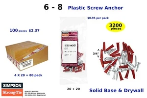 Conical Plastic Anchors Drywall Solid Base Wall Plug Anchor Screws kit 6-8 3200 - Picture 1 of 2