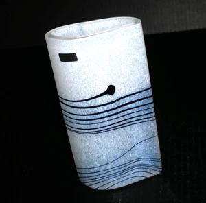 Kosta Boda Mid Century Modern Scandinavian Vase White with Blue lines Sweden - Picture 1 of 6