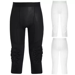 Kids Boys Bottoms Knee Pads Pants Athletic Shorts Gym Tights Padded Workout - Picture 1 of 25