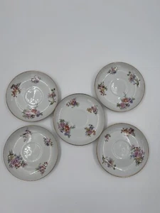 Hardy & Hays W.M. Guerin & Company Limoges France Saucer Floral Set Of 5 - Picture 1 of 5
