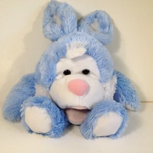 Vintage Playful Plush Blue Bunny Rabbit Plush Puppet 1988 Chrisha Spring Noise - Picture 1 of 10