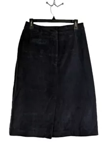 Vintage Ann Stevens Navy A-line Midi Length Corduroy Skirt Size 13/14 Lagenlook - Picture 1 of 10