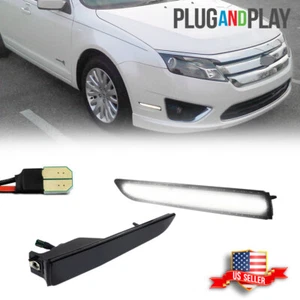 For Ford Fusion 2010-12 Smoked  White LED Front Bumper Side Marker Signal Lights - Picture 1 of 9