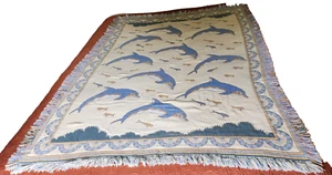 Pure Country Weavers Aquatic Dolphin Woven Thrown Blanket 70 x 54 in - Picture 1 of 13