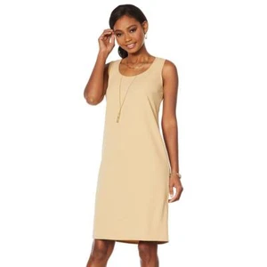 Slinky Brand Short Solid Tank Dress (661167A-K) XL, Taupe B-107 - Picture 1 of 3