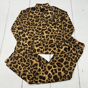 Shein Cheetah Print 2 Piece Long Sleeve Button Up Pajama Set Women's Size XL NEW - Picture 1 of 11