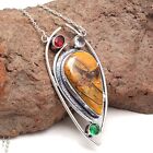Yellow Jasper Emerald Gemstone Mother's Day 925 Silver Jewelry Necklace 20 In