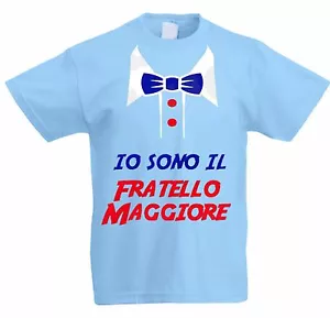 T-SHIRT MAGLIETTA BAMBINO Sono il FRATELLO MAGGIORE maglietta finto cravattino - Imagen 1 de 7